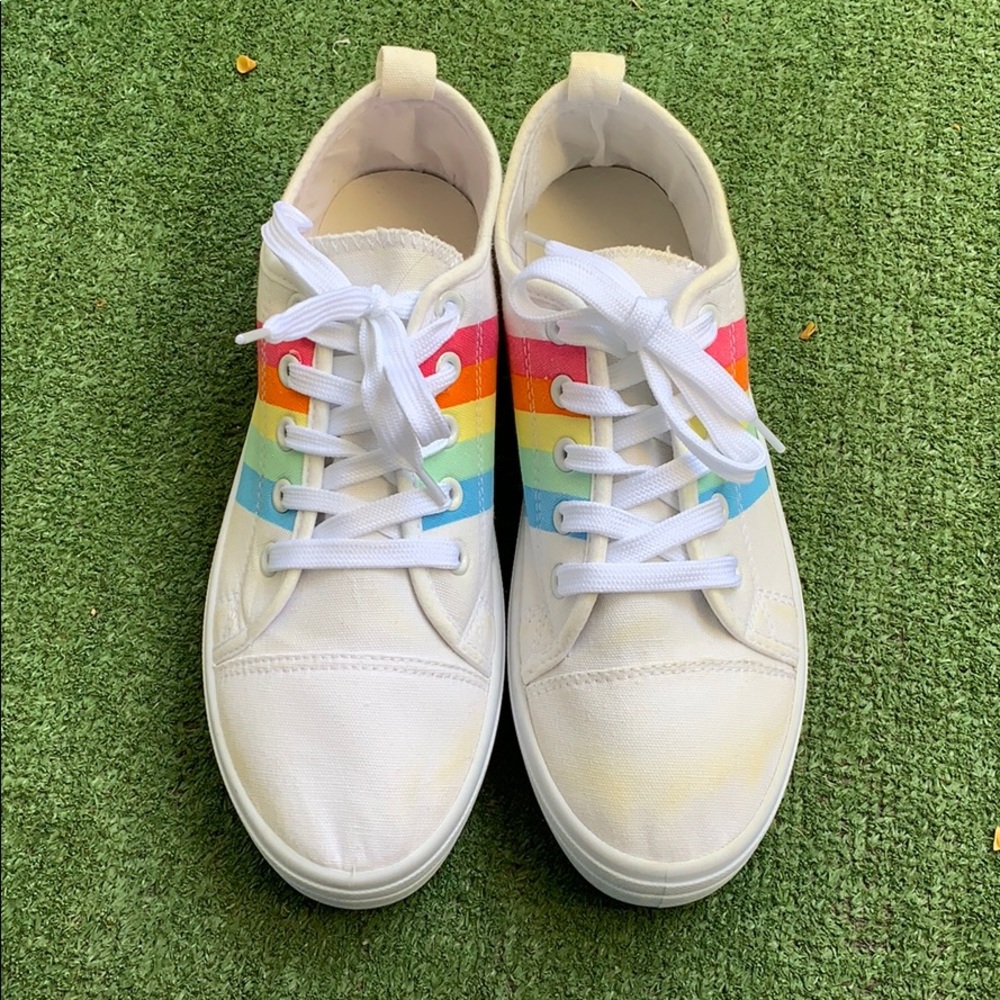 Cute White Rainbow Shoes